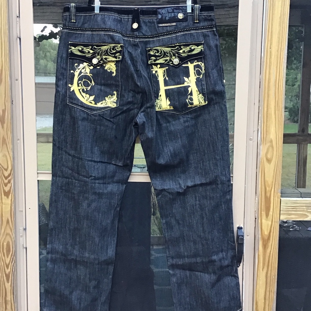Crown Holder Men's Relaxed Jeans - Dark Blue Denim
